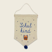 ''Schulkind'' Wall Flag, School Bag Blue